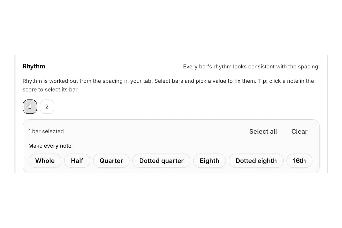 Changing the note values of a whole bar in one click