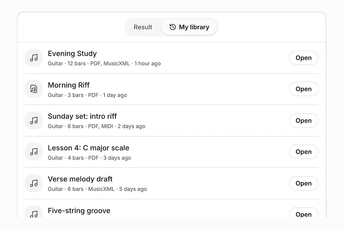 A library of converted songs